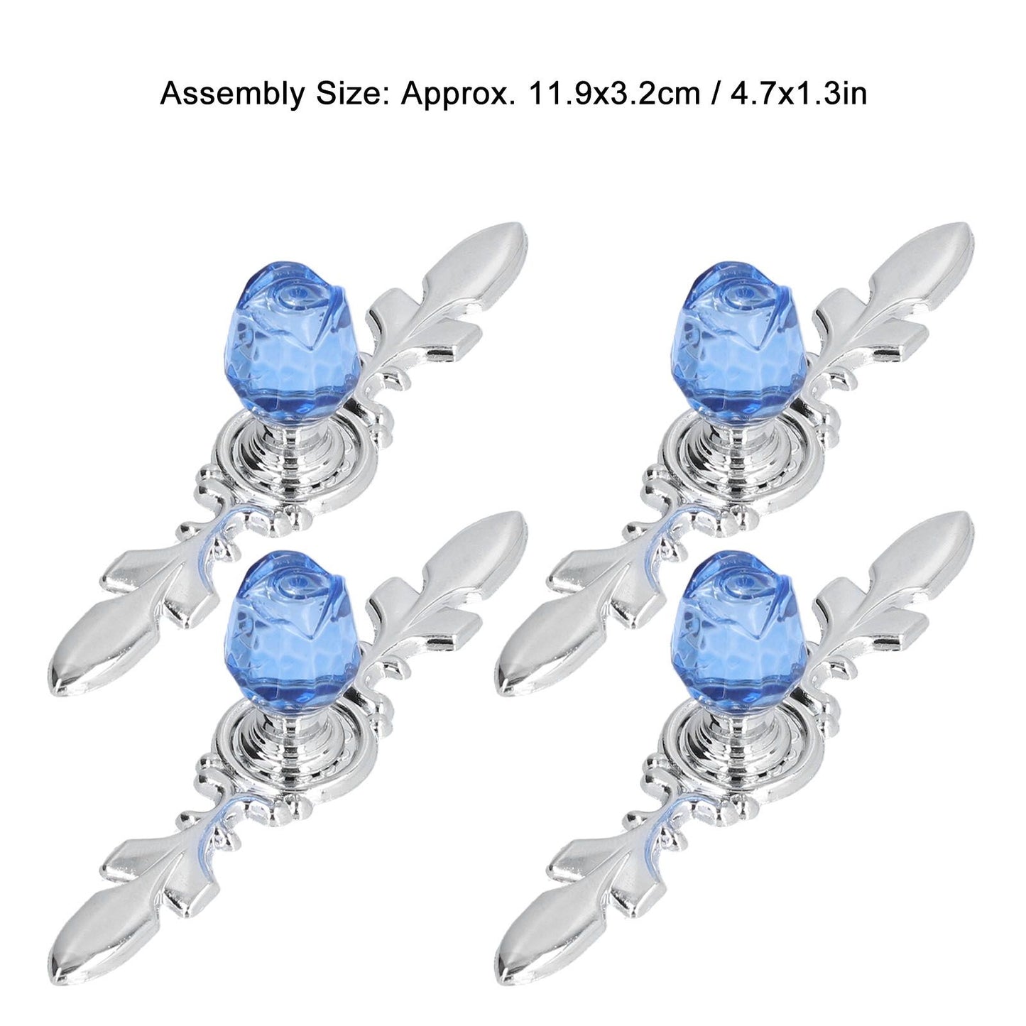4 Pcs Crystal Handle with Plate European Style Modern Simple Pulls Handles for Drawer Dreser CabinetsBlue V1294-YM0523-3114210121212