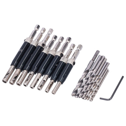 17pcs Hinge Drills Set Self Centering Door Drill Bit Kit with Hex Wrench for Woodworking V1294-YM0523-3114210122711
