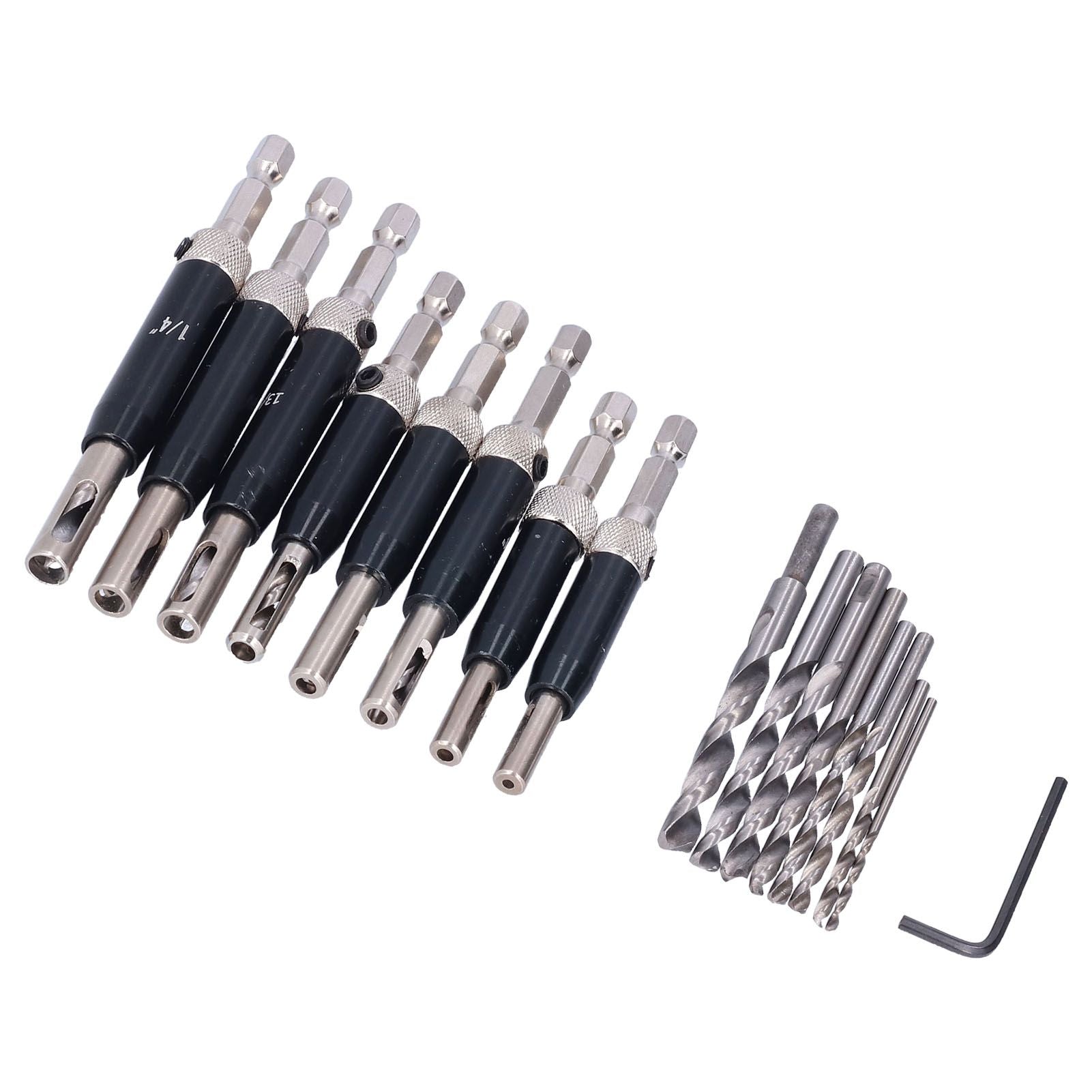 17pcs Hinge Drills Set Self Centering Door Drill Bit Kit with Hex Wrench for Woodworking V1294-YM0523-3114210122711