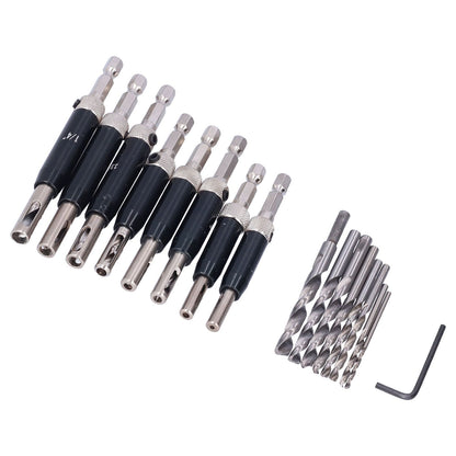 17pcs Hinge Drills Set Self Centering Door Drill Bit Kit with Hex Wrench for Woodworking V1294-YM0523-3114210122711