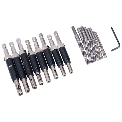 17pcs Hinge Drills Set Self Centering Door Drill Bit Kit with Hex Wrench for Woodworking V1294-YM0523-3114210122711