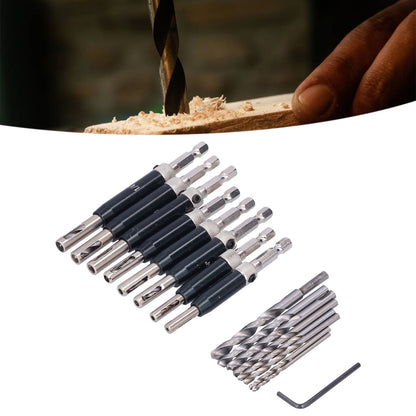 17pcs Hinge Drills Set Self Centering Door Drill Bit Kit with Hex Wrench for Woodworking V1294-YM0523-3114210122711