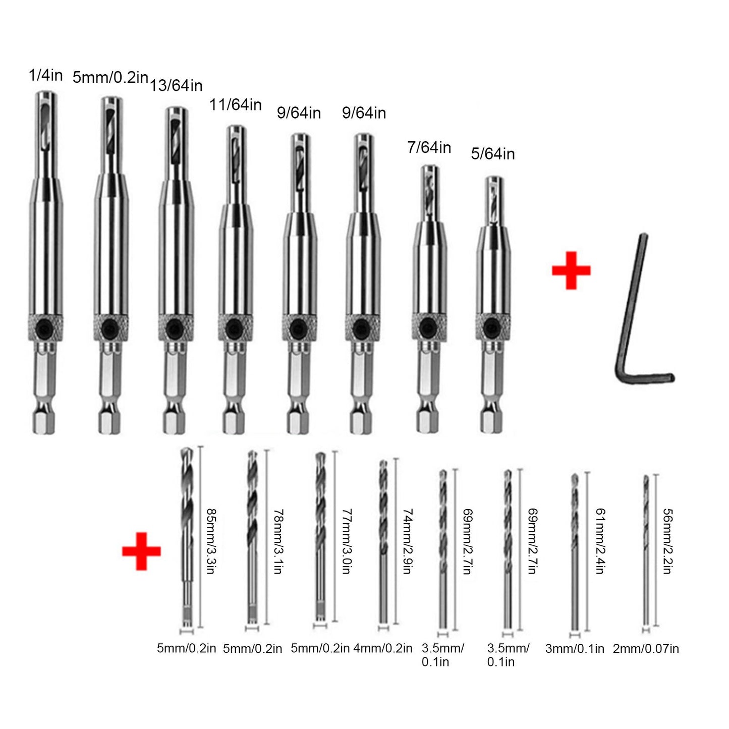 17pcs Hinge Drills Set Self Centering Door Drill Bit Kit with Hex Wrench for Woodworking V1294-YM0523-3114210122711