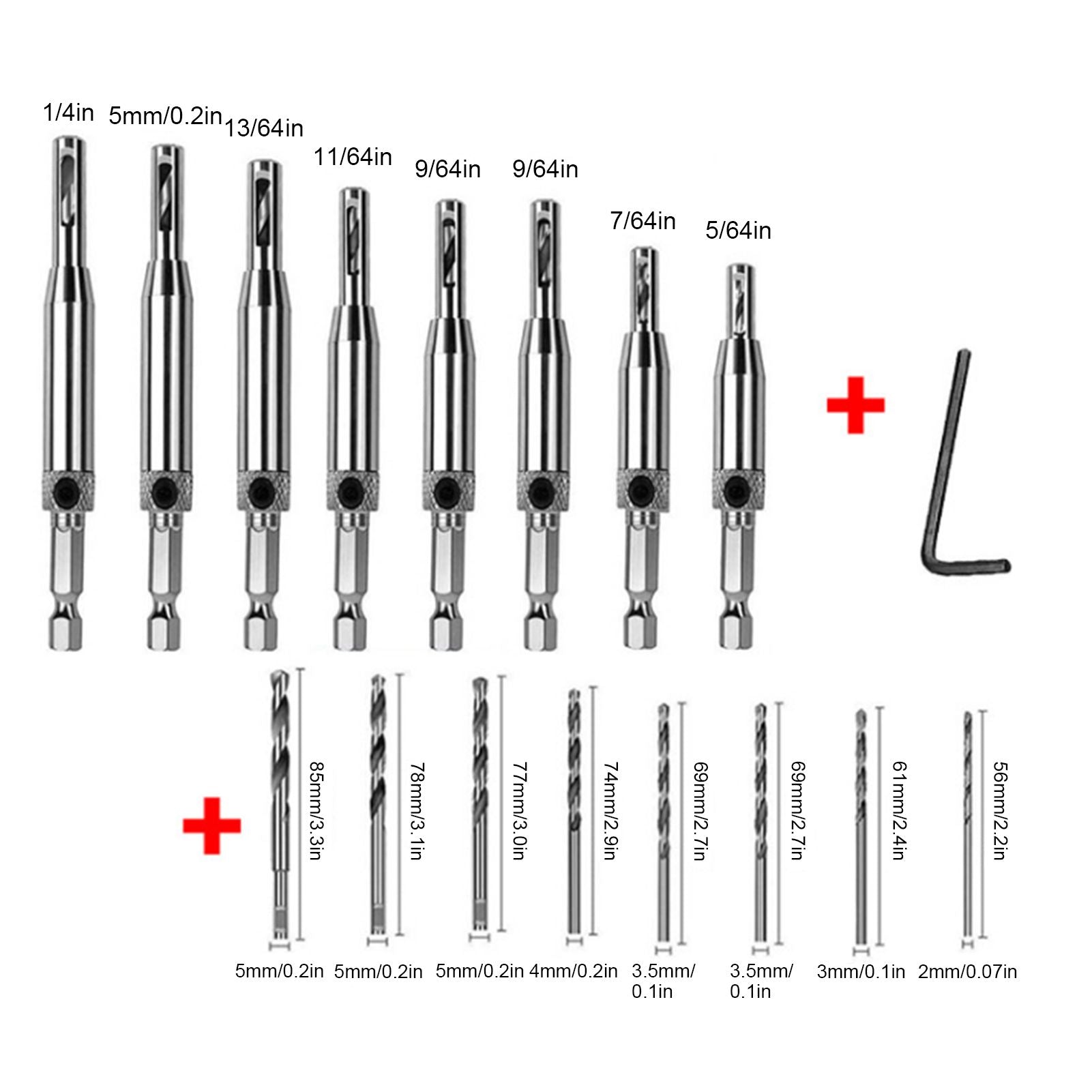 17pcs Hinge Drills Set Self Centering Door Drill Bit Kit with Hex Wrench for Woodworking V1294-YM0523-3114210122711