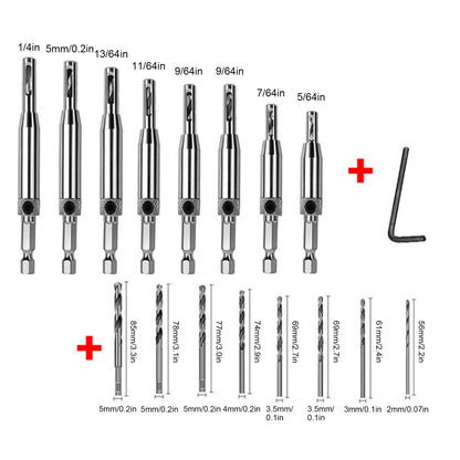 17pcs Hinge Drills Set Self Centering Door Drill Bit Kit with Hex Wrench for Woodworking V1294-YM0523-3114210122711