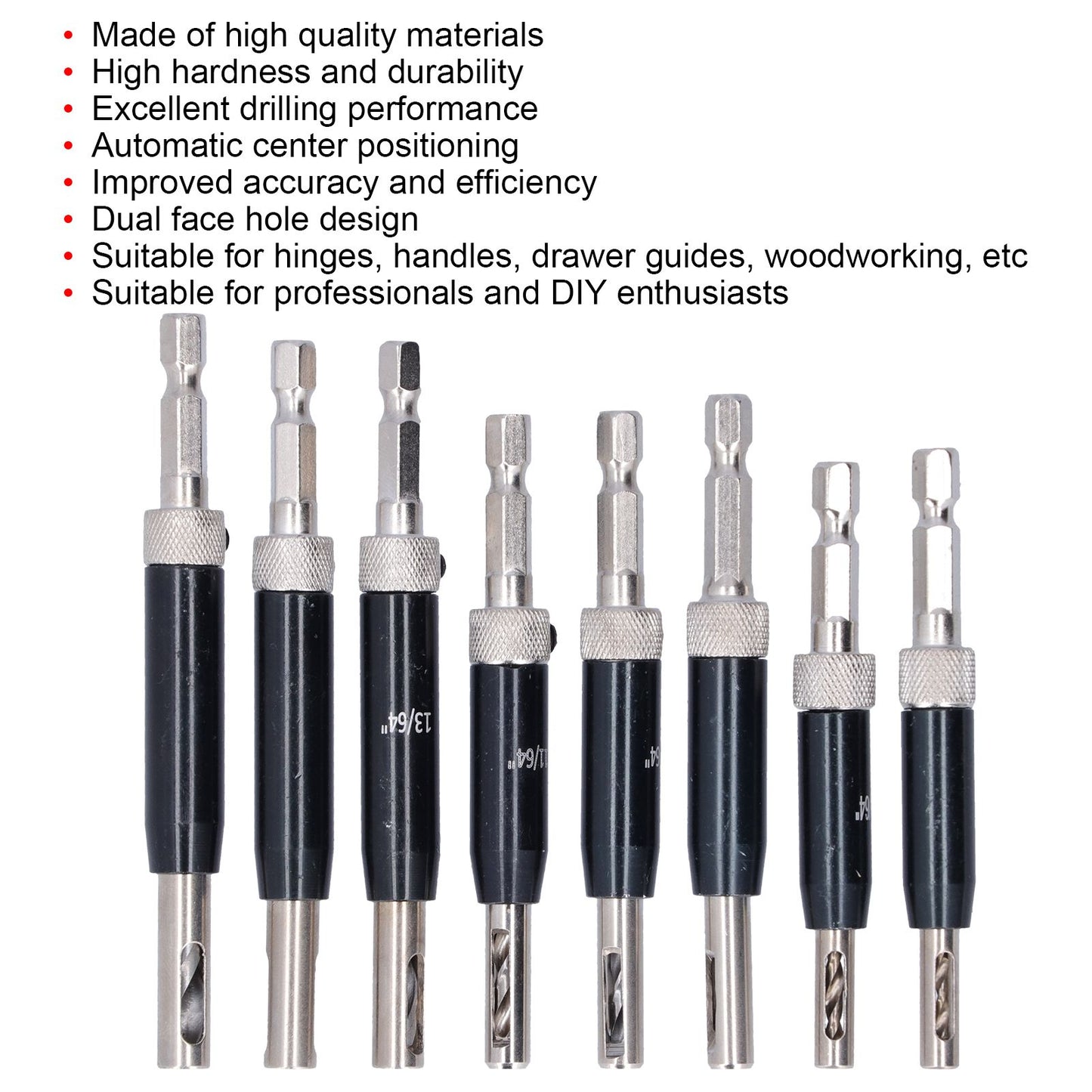 17pcs Hinge Drills Set Self Centering Door Drill Bit Kit with Hex Wrench for Woodworking V1294-YM0523-3114210122711