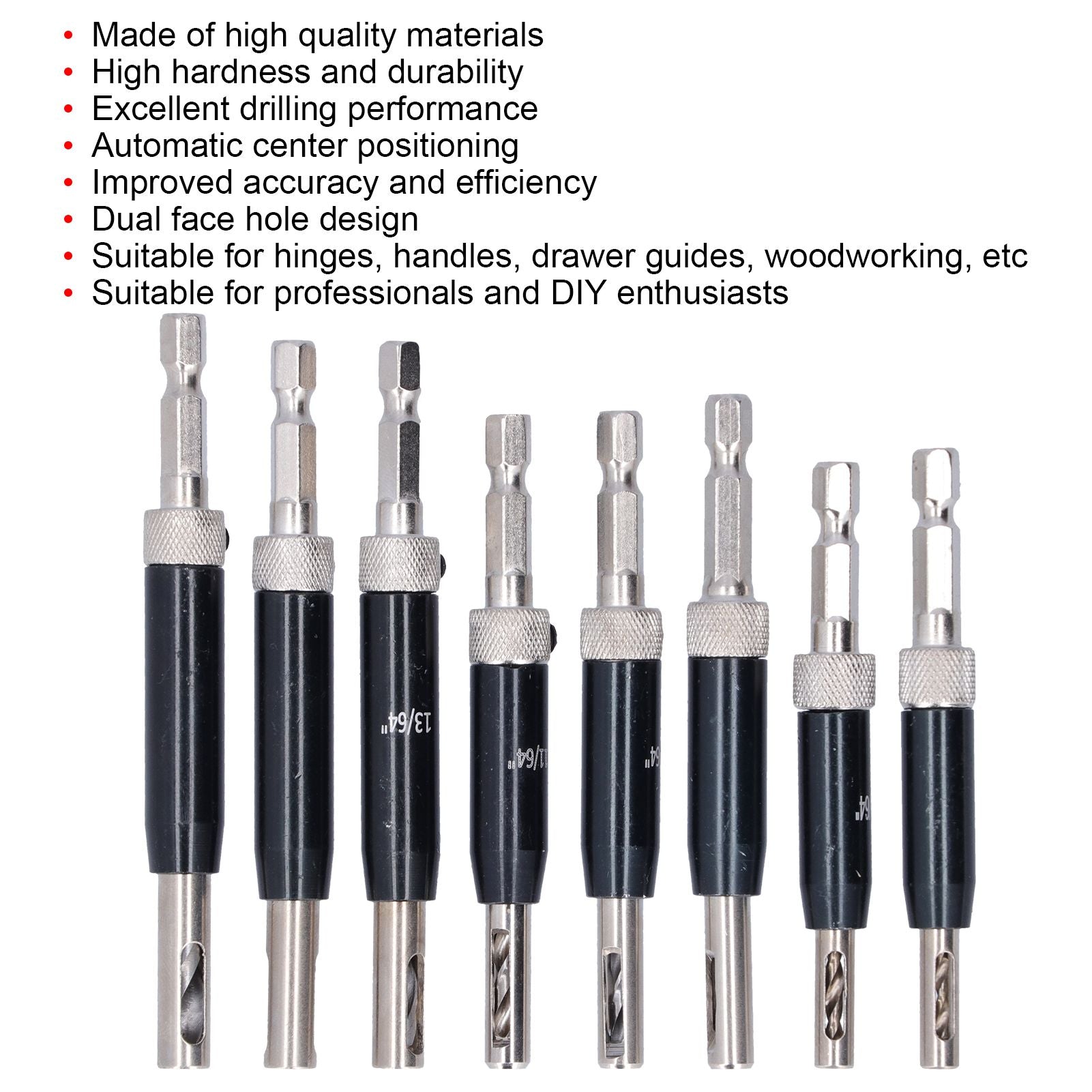 17pcs Hinge Drills Set Self Centering Door Drill Bit Kit with Hex Wrench for Woodworking V1294-YM0523-3114210122711