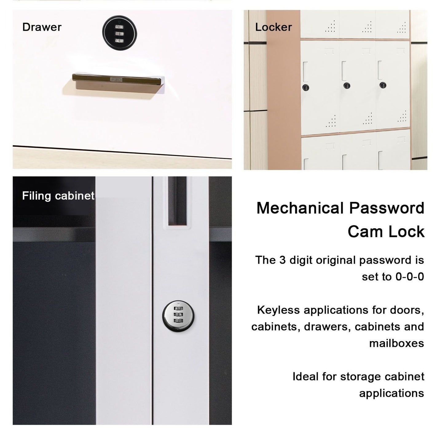 Mechanical Password Cam Lock 3 Digit Combination Camlock for Wardrobe Safe Deposit Box Mailbox V1294-YM0523-3114210123311