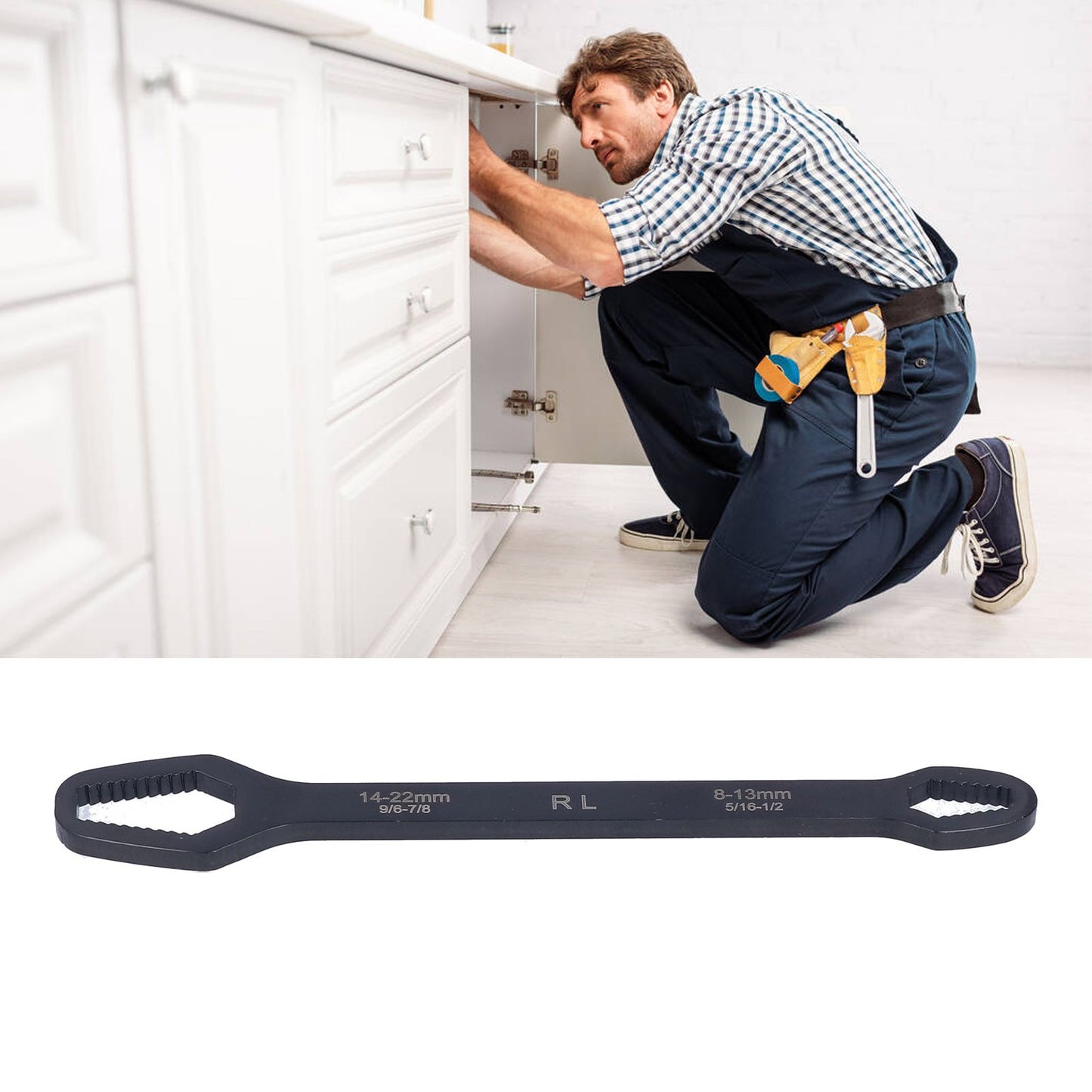 Multifunctional Self Tightening Universal Wrench 8-22mm High Hardness Double Ended WrenchBlack V1294-YM0523-3114210123911