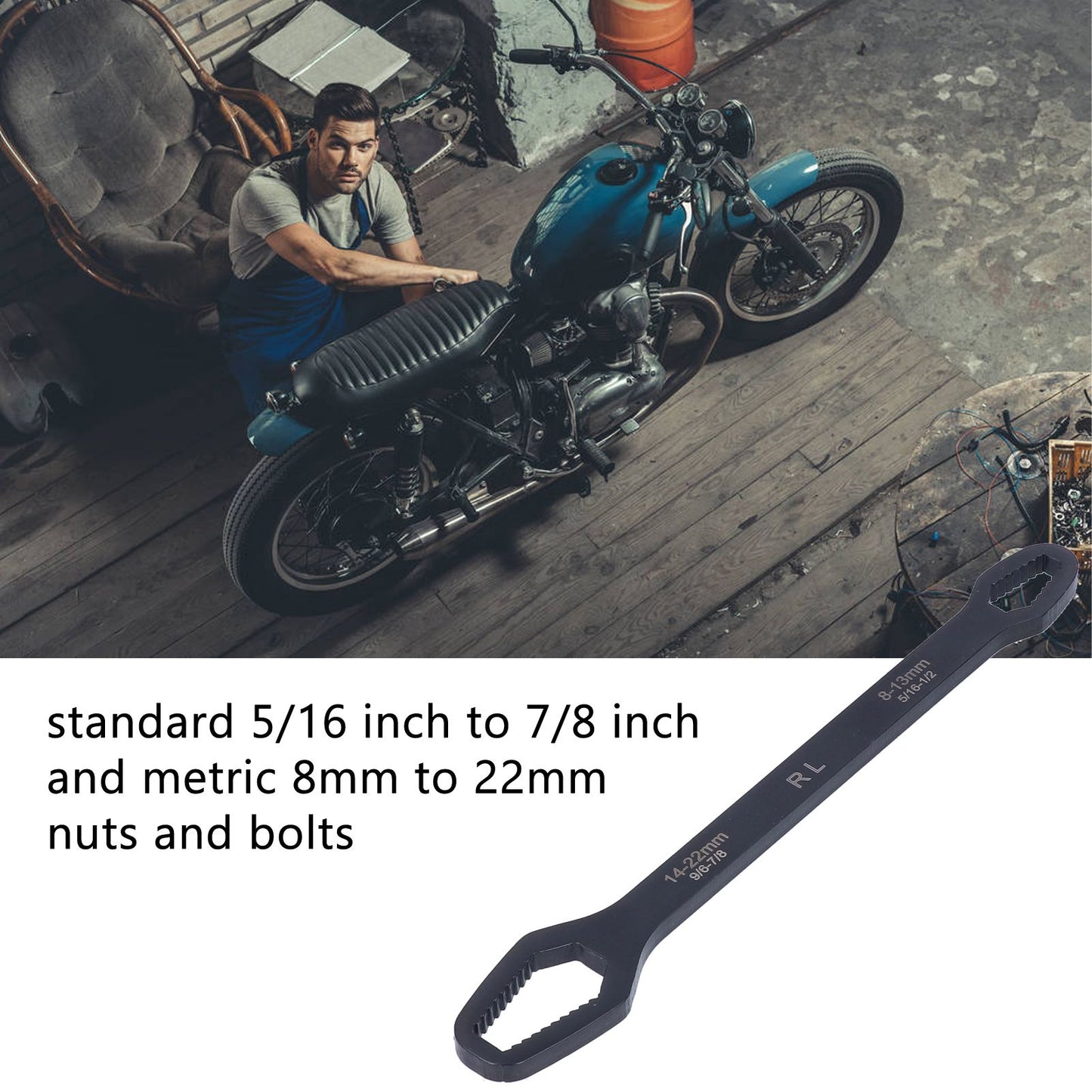 Multifunctional Self Tightening Universal Wrench 8-22mm High Hardness Double Ended WrenchBlack V1294-YM0523-3114210123911