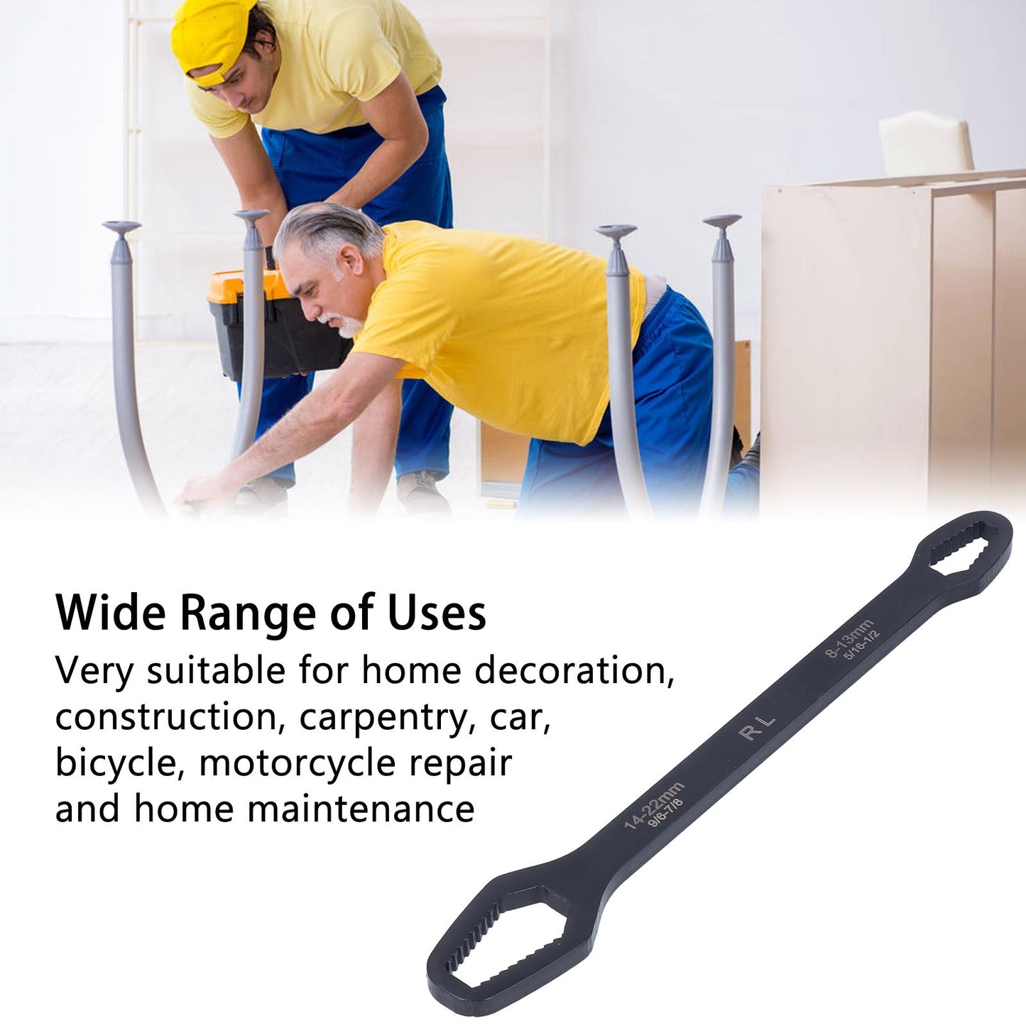 Multifunctional Self Tightening Universal Wrench 8-22mm High Hardness Double Ended WrenchBlack V1294-YM0523-3114210123911
