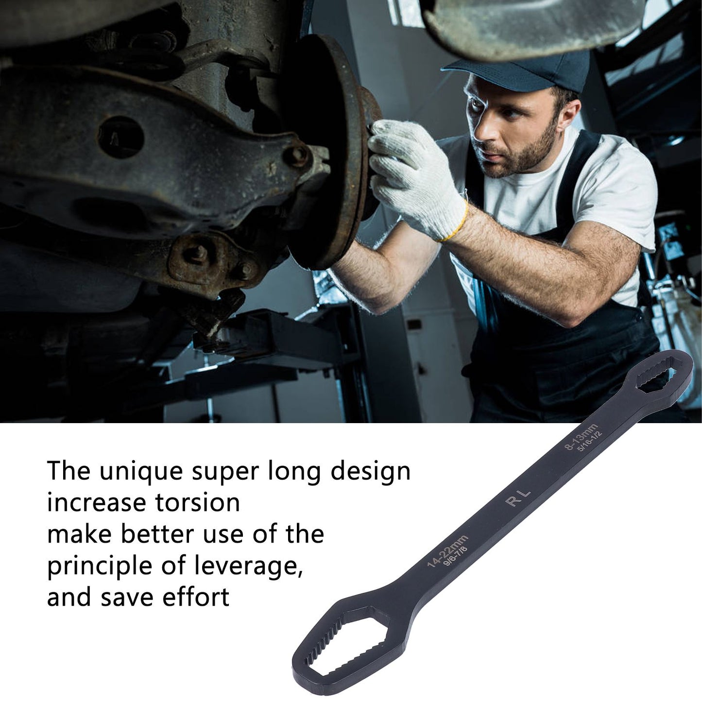 Multifunctional Self Tightening Universal Wrench 8-22mm High Hardness Double Ended WrenchBlack V1294-YM0523-3114210123911