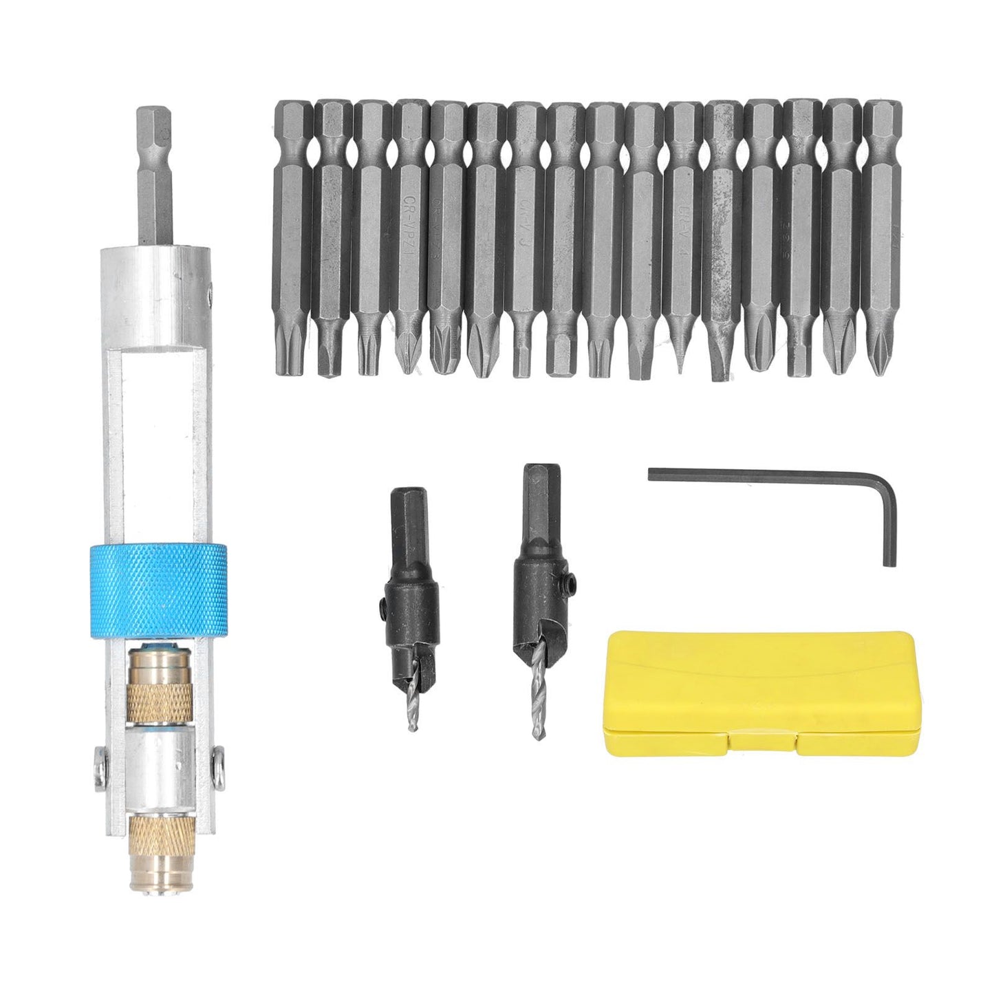20Pcs/Set Countersink Drill Bit High Speed Steel Screwdriver Bits Screw Driver Converter Hand Tool Repair Set V1294-YM0523-3114210124211