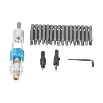 20Pcs/Set Countersink Drill Bit High Speed Steel Screwdriver Bits Screw Driver Converter Hand Tool Repair Set V1294-YM0523-3114210124211