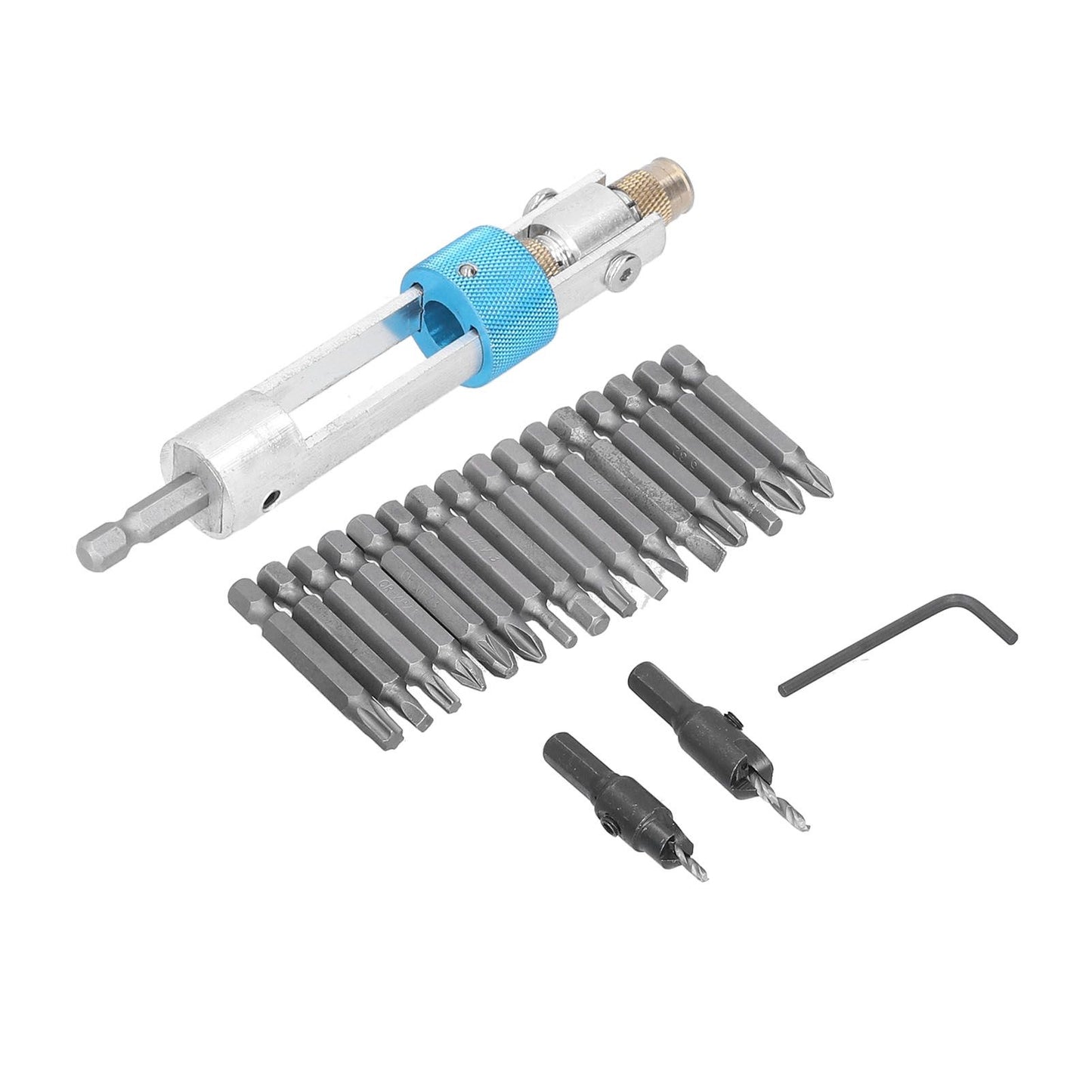 20Pcs/Set Countersink Drill Bit High Speed Steel Screwdriver Bits Screw Driver Converter Hand Tool Repair Set V1294-YM0523-3114210124211