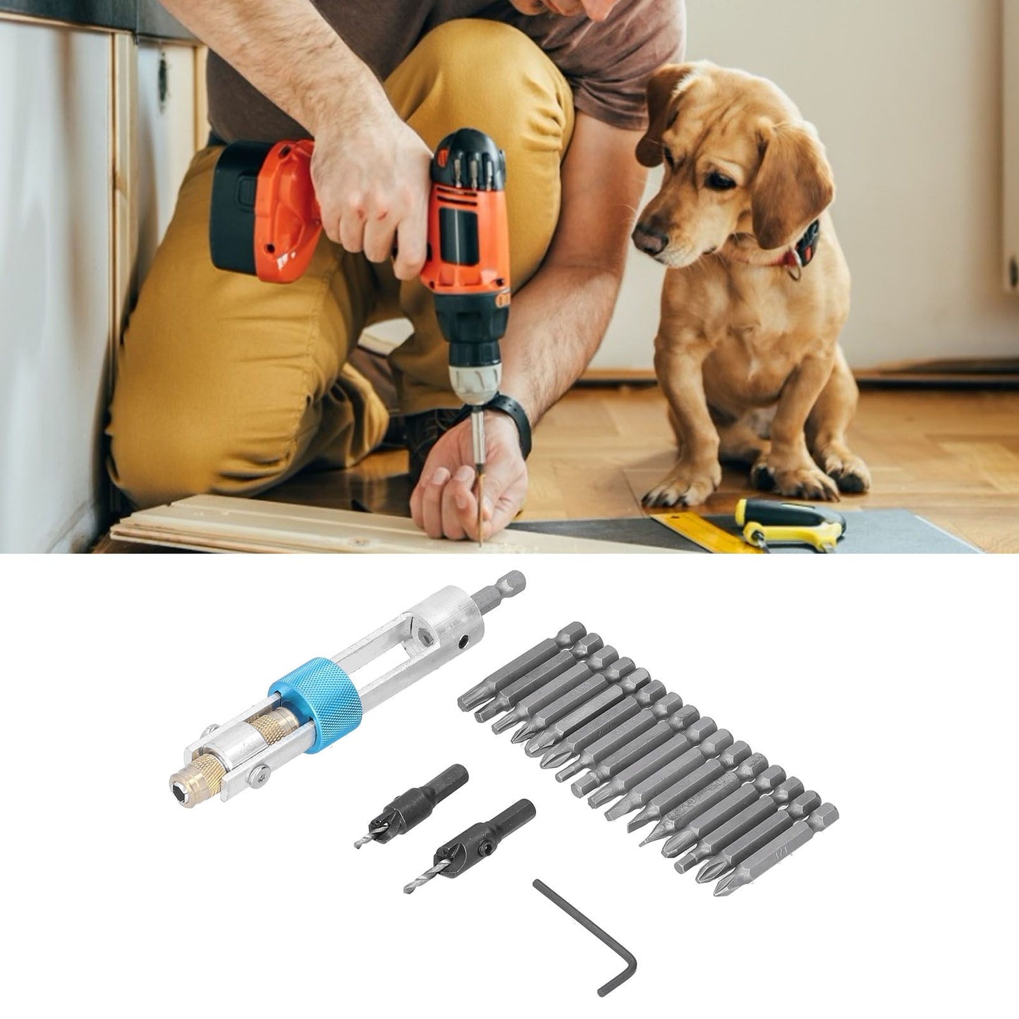 20Pcs/Set Countersink Drill Bit High Speed Steel Screwdriver Bits Screw Driver Converter Hand Tool Repair Set V1294-YM0523-3114210124211