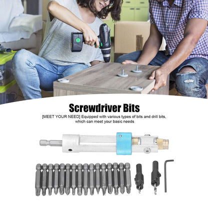 20Pcs/Set Countersink Drill Bit High Speed Steel Screwdriver Bits Screw Driver Converter Hand Tool Repair Set V1294-YM0523-3114210124211