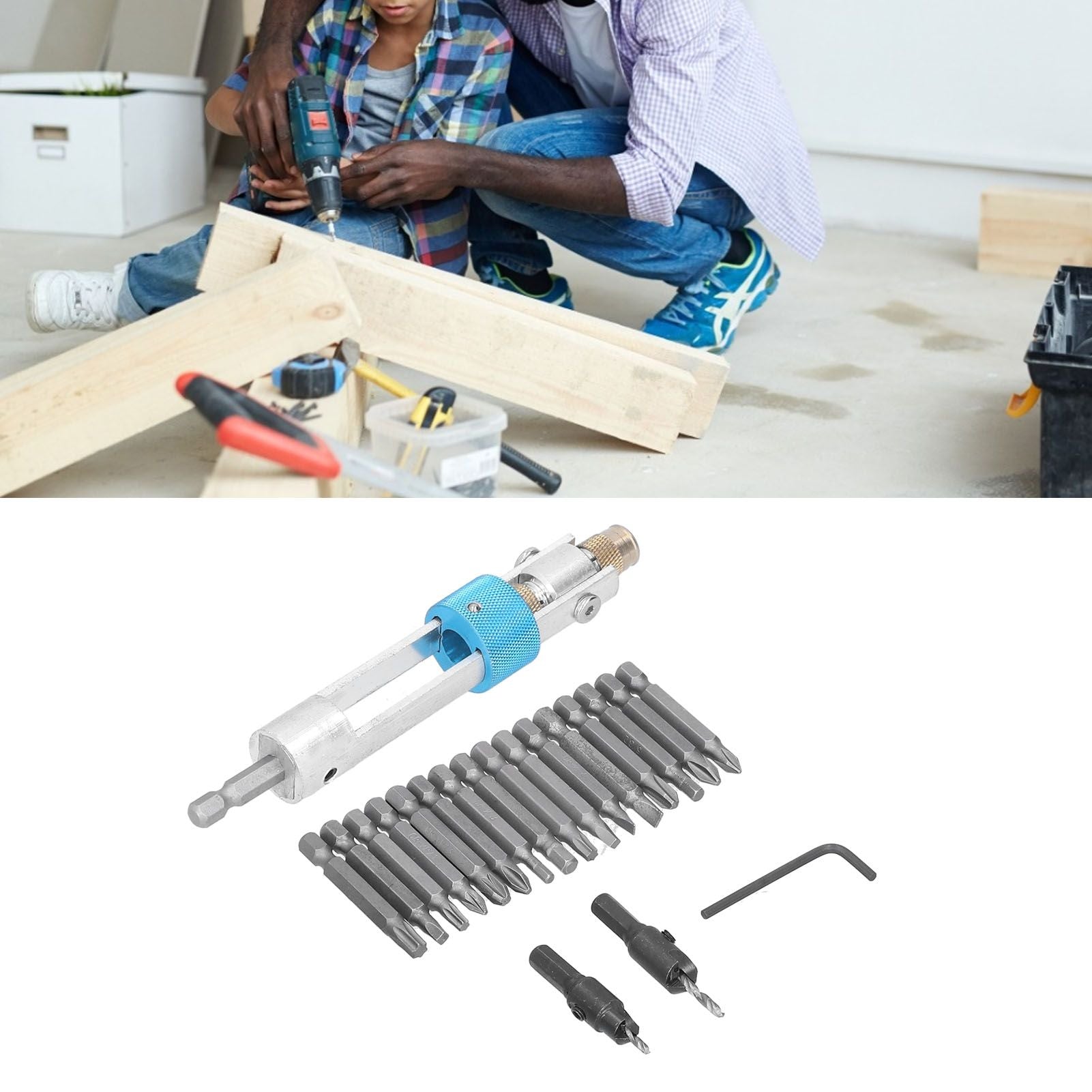 20Pcs/Set Countersink Drill Bit High Speed Steel Screwdriver Bits Screw Driver Converter Hand Tool Repair Set V1294-YM0523-3114210124211