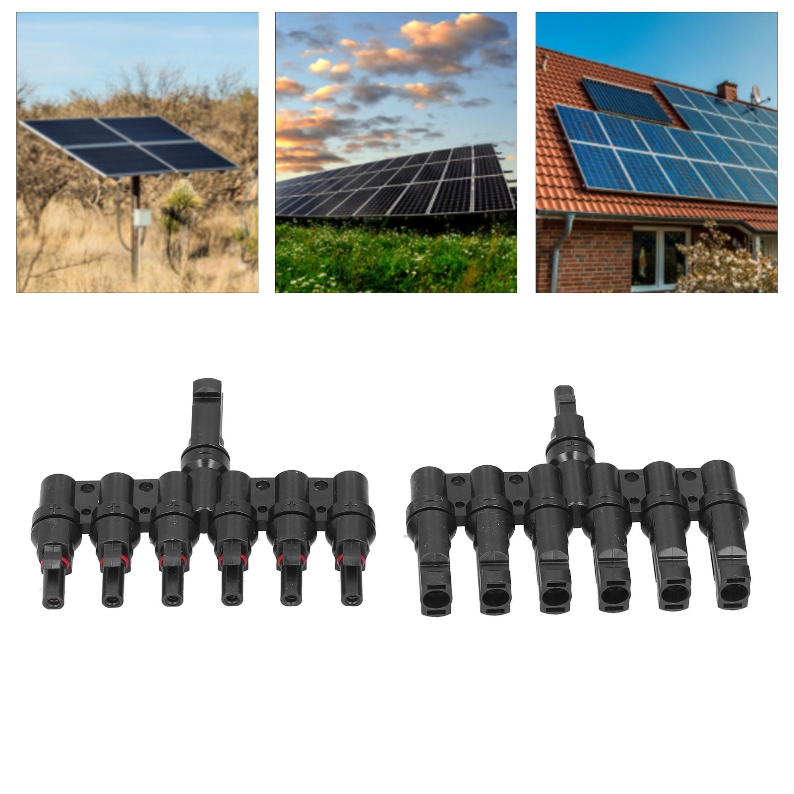 1 to 6 Branch Connector 6 Way Solar Panel Branch Connector Waterproof Male Female Cable Connector V1294-YM0523-3114210129311