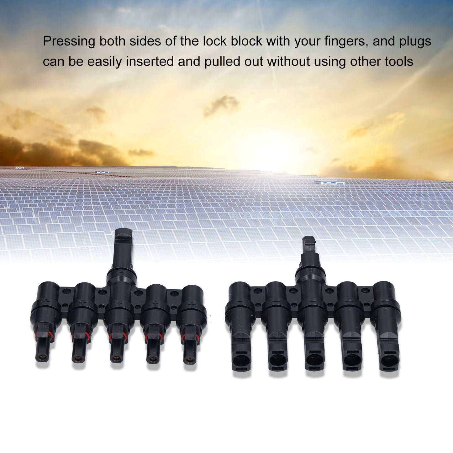1 to 5 Branch Connector 5 Way Solar Panel Cable Branch Connector IP67 Waterproof Male Female Connector V1294-YM0523-3114210129411