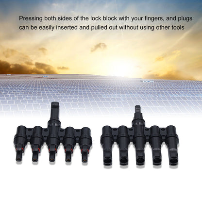 1 to 5 Branch Connector 5 Way Solar Panel Cable Branch Connector IP67 Waterproof Male Female Connector V1294-YM0523-3114210129411