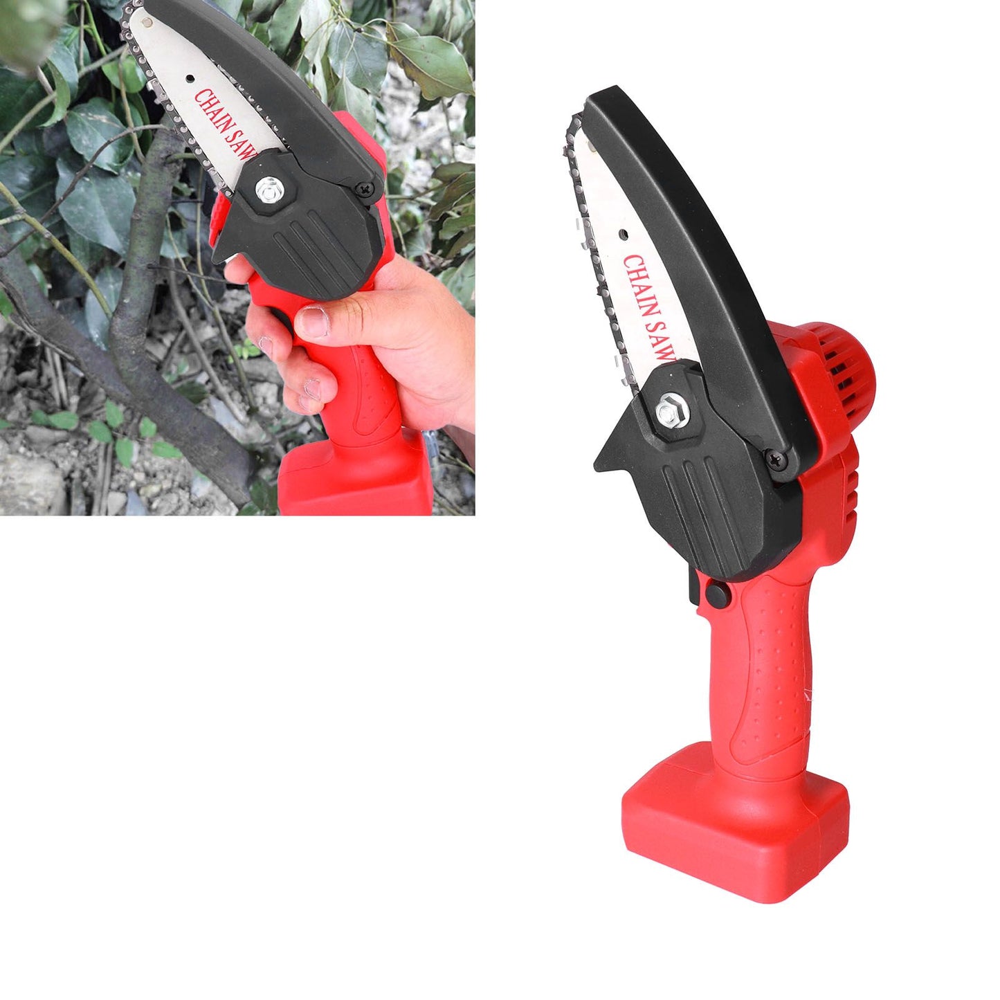 Mini Chainsaw Rechargeable Cordless Electric Chainsaw Wood Cutting Pruning Chain Saw for Garden V1294-YM0523-3114210131311