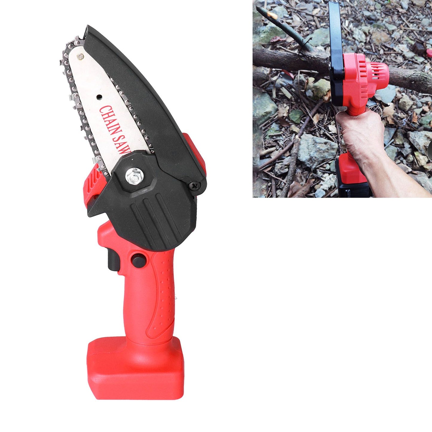 Mini Chainsaw Rechargeable Cordless Electric Chainsaw Wood Cutting Pruning Chain Saw for Garden V1294-YM0523-3114210131311
