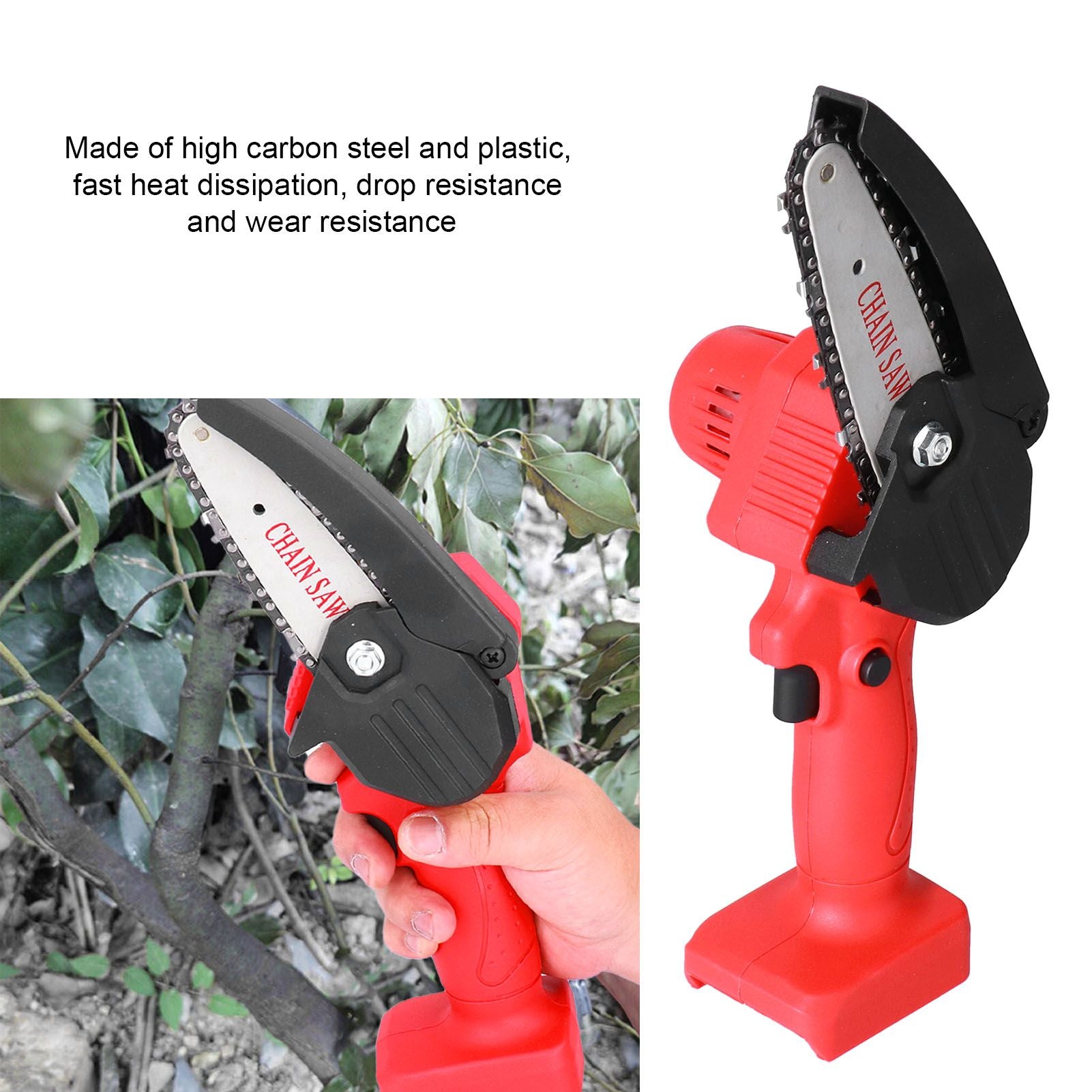 Mini Chainsaw Rechargeable Cordless Electric Chainsaw Wood Cutting Pruning Chain Saw for Garden V1294-YM0523-3114210131311