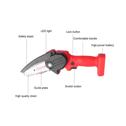 Mini Chainsaw Rechargeable Cordless Electric Chainsaw Wood Cutting Pruning Chain Saw for Garden V1294-YM0523-3114210131311