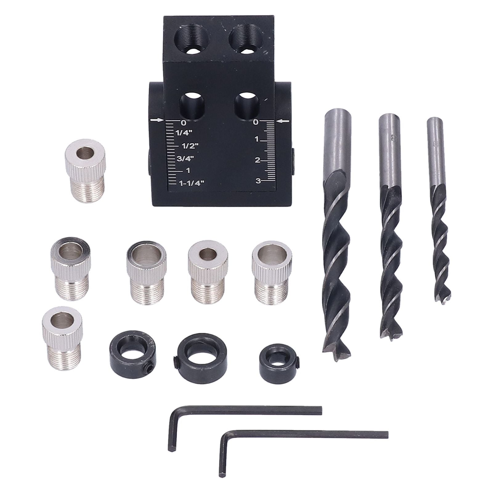 Oblique Hole Locator 15 degrees Pocket Slant Holes Jig Kit Woodworking Positioner with Drill Bits V1294-YM0523-3114210132211