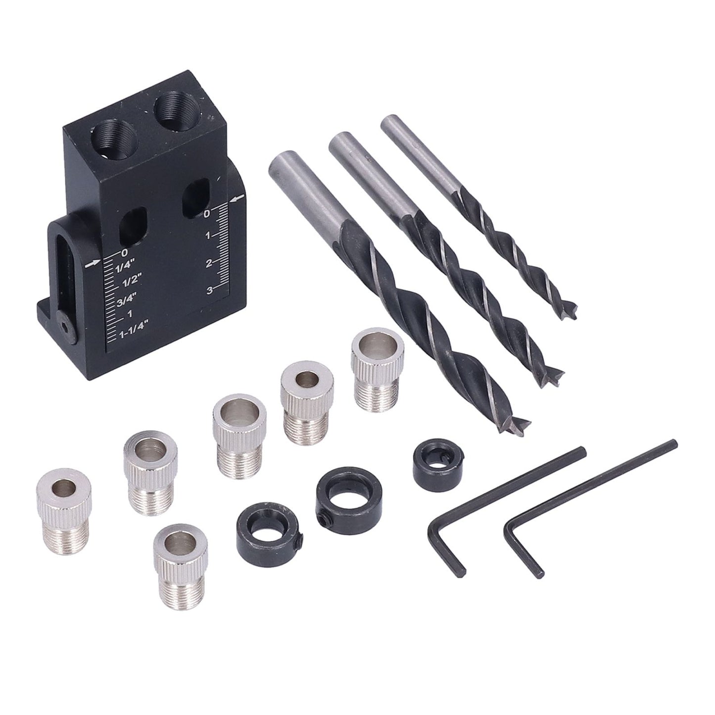 Oblique Hole Locator 15 degrees Pocket Slant Holes Jig Kit Woodworking Positioner with Drill Bits V1294-YM0523-3114210132211