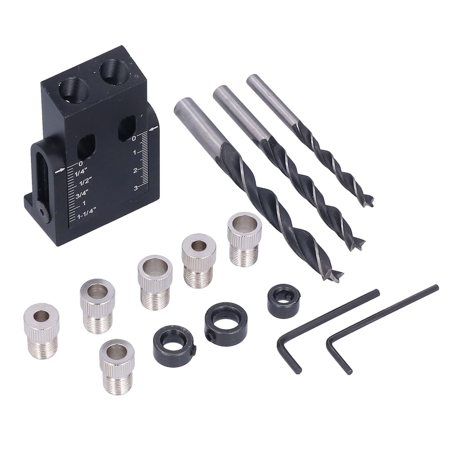 Oblique Hole Locator 15 degrees Pocket Slant Holes Jig Kit Woodworking Positioner with Drill Bits V1294-YM0523-3114210132211