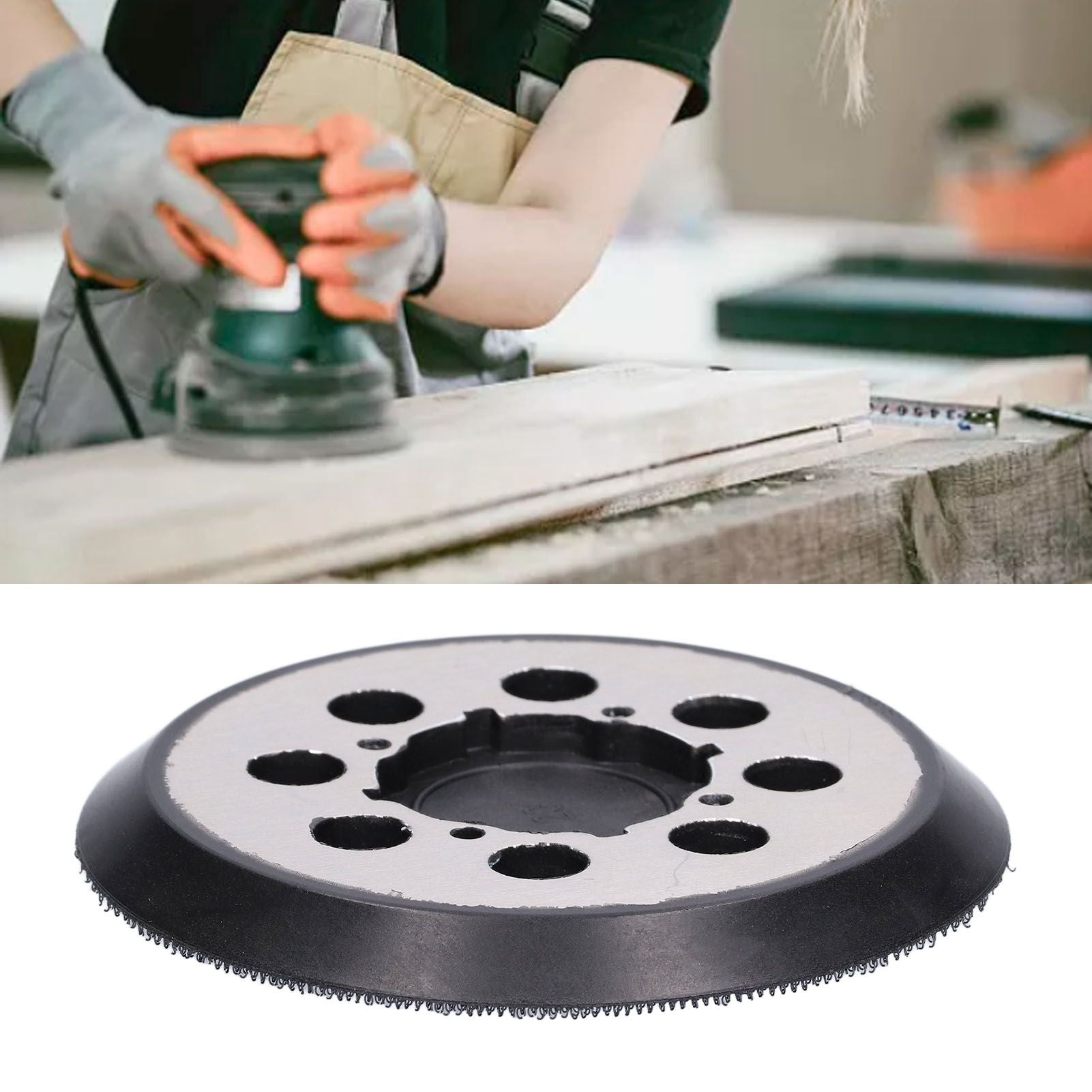 5in Polisher Backing Plate 8-Hole Black Aluminum Alloy for Electric Sander Finishing Buffing V1294-YM0523-3114210132511