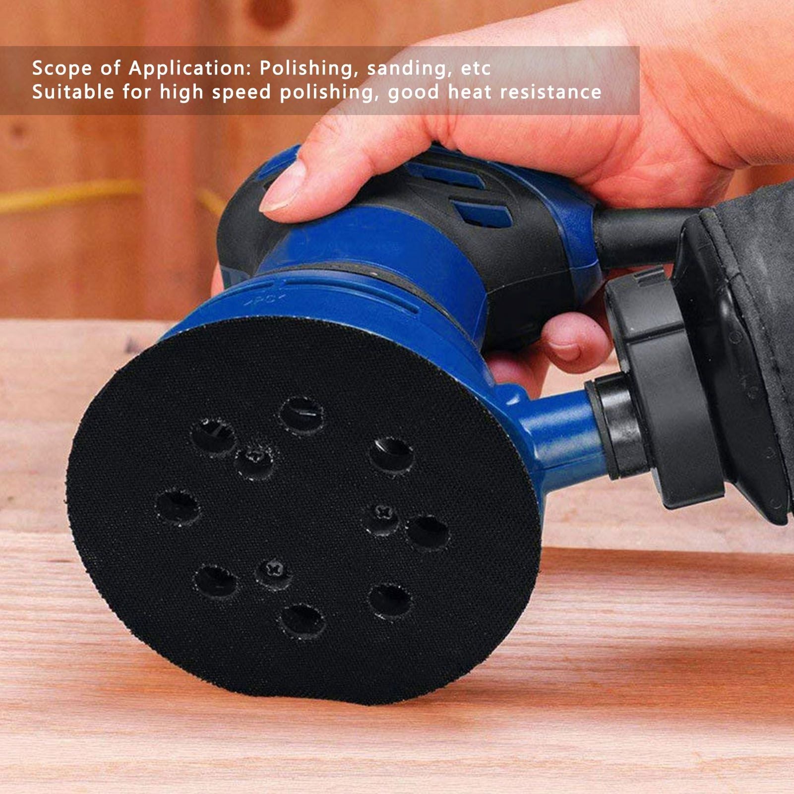 5in Polisher Backing Plate 8-Hole Black Aluminum Alloy for Electric Sander Finishing Buffing V1294-YM0523-3114210132511