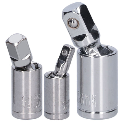 3pcs Universal Joint Socket Adapter 1/2 3/8 1/4 Chrome Vanadium Steel Conversion Tool for Ratchet Wrench V1294-YM0523-3114210132711