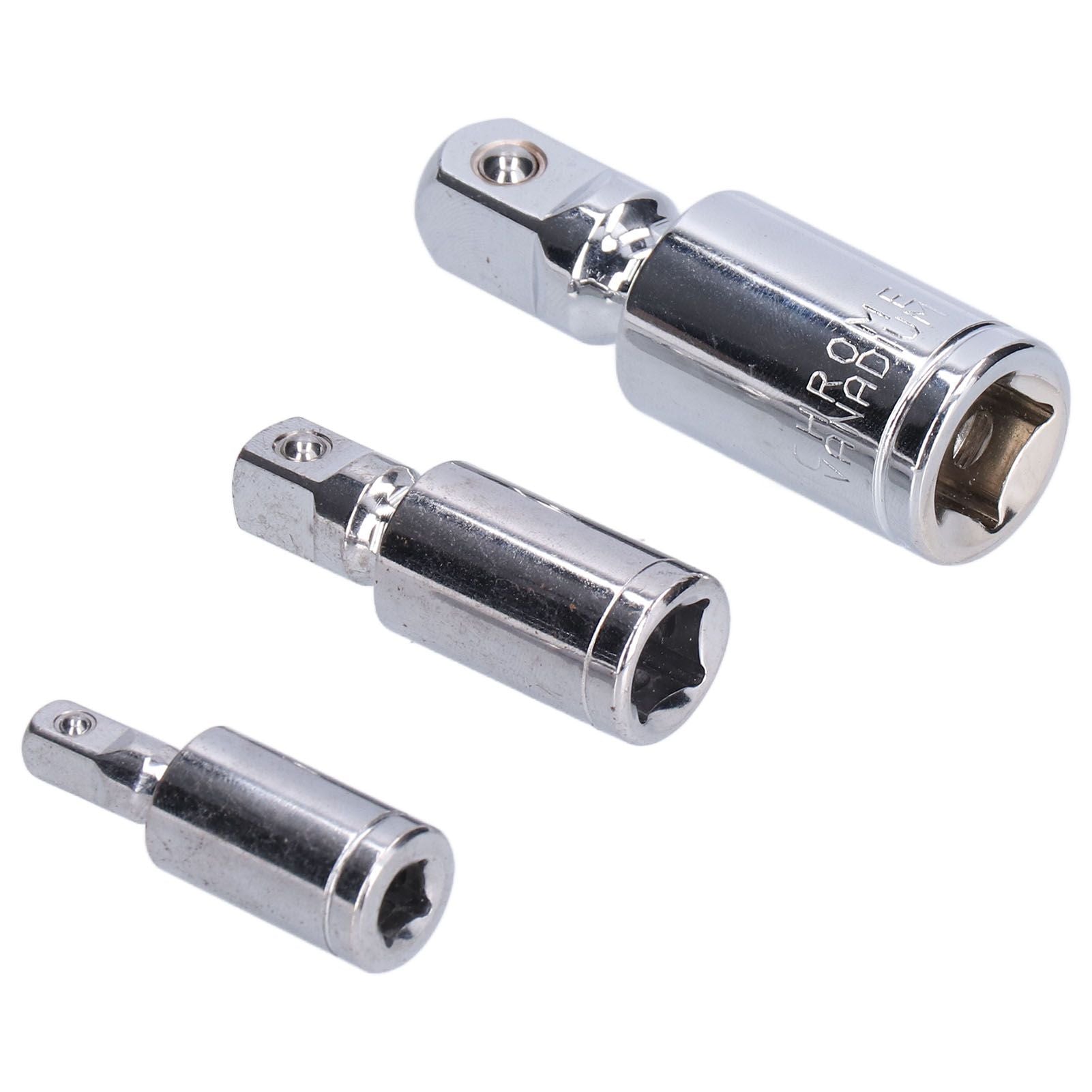3pcs Universal Joint Socket Adapter 1/2 3/8 1/4 Chrome Vanadium Steel Conversion Tool for Ratchet Wrench V1294-YM0523-3114210132711