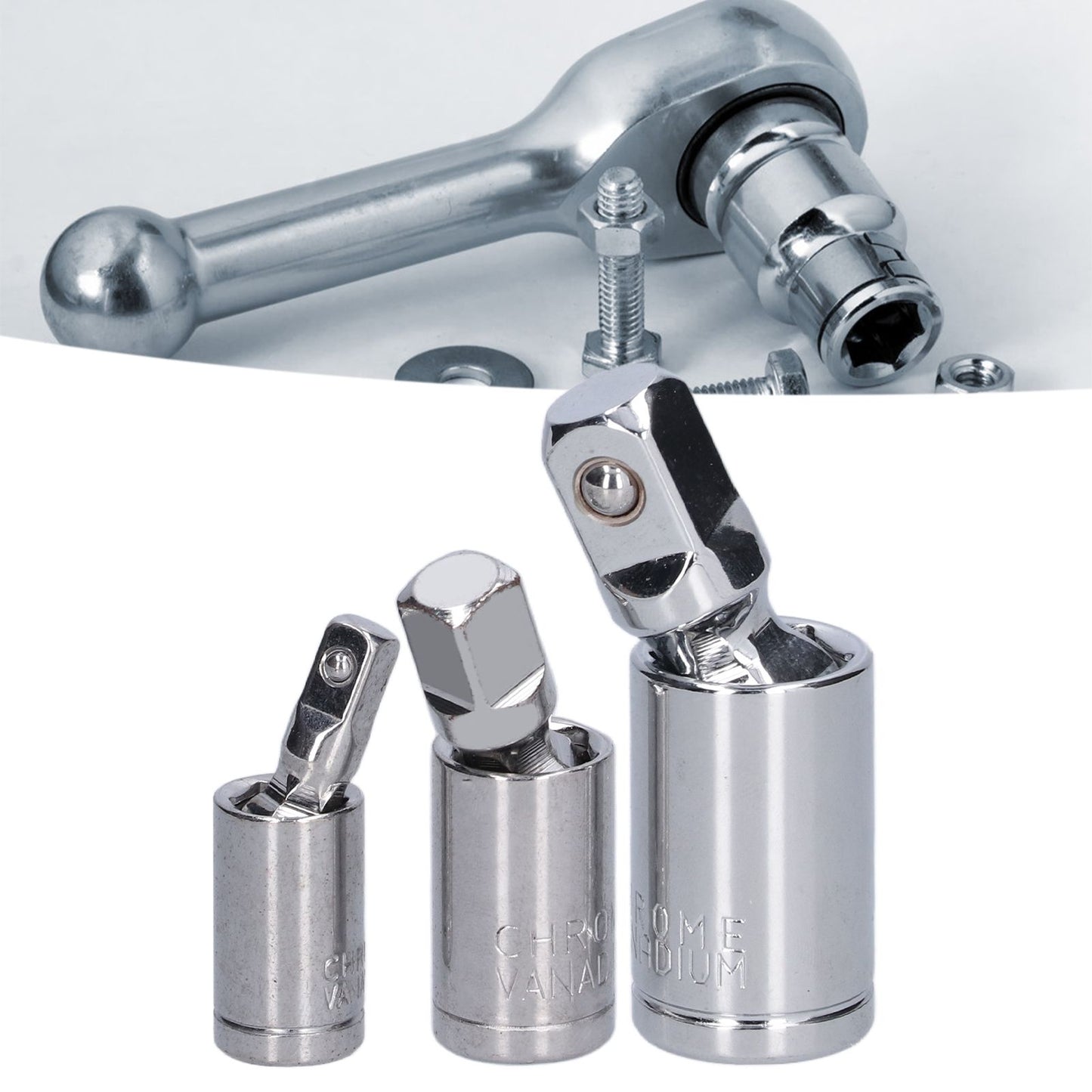 3pcs Universal Joint Socket Adapter 1/2 3/8 1/4 Chrome Vanadium Steel Conversion Tool for Ratchet Wrench V1294-YM0523-3114210132711