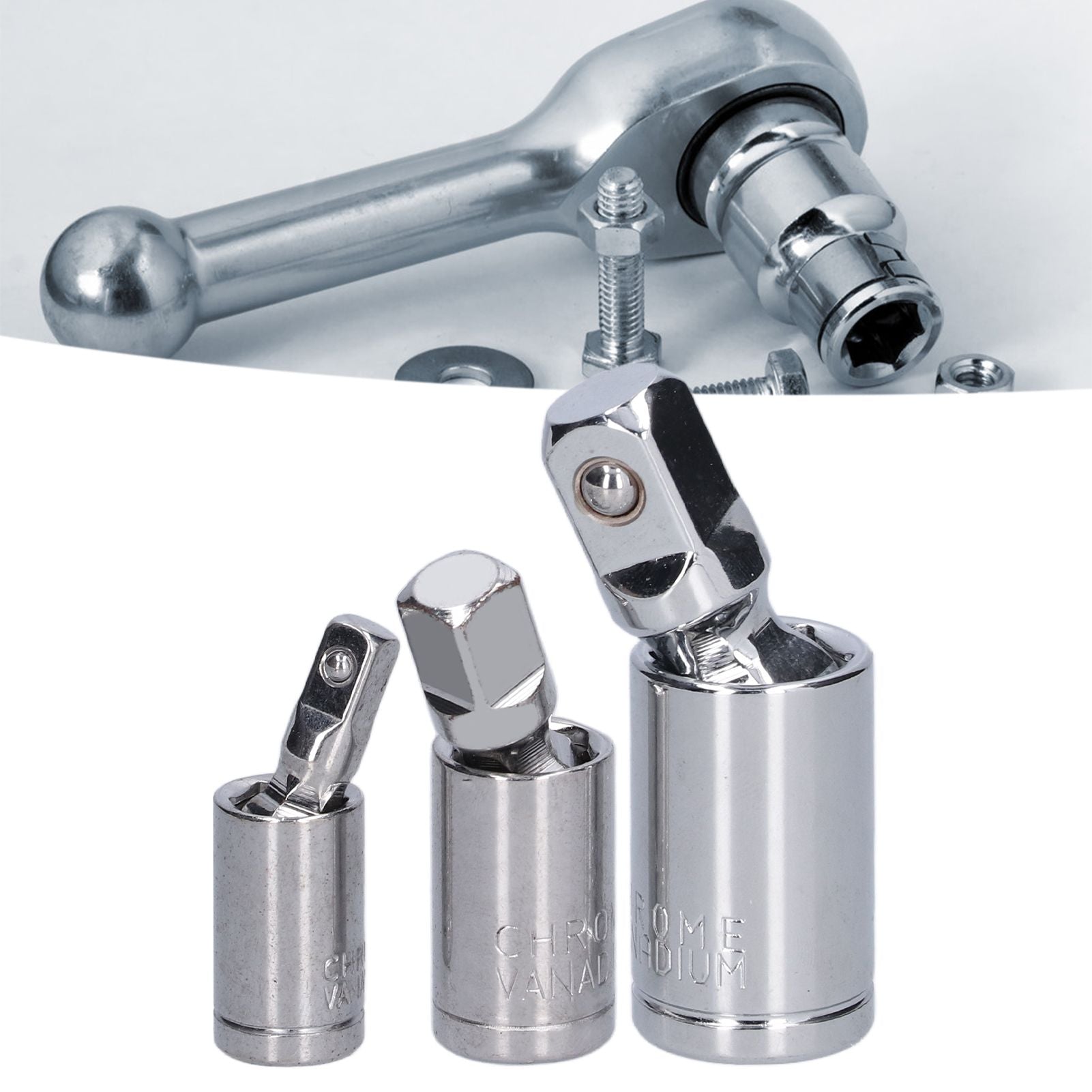 3pcs Universal Joint Socket Adapter 1/2 3/8 1/4 Chrome Vanadium Steel Conversion Tool for Ratchet Wrench V1294-YM0523-3114210132711