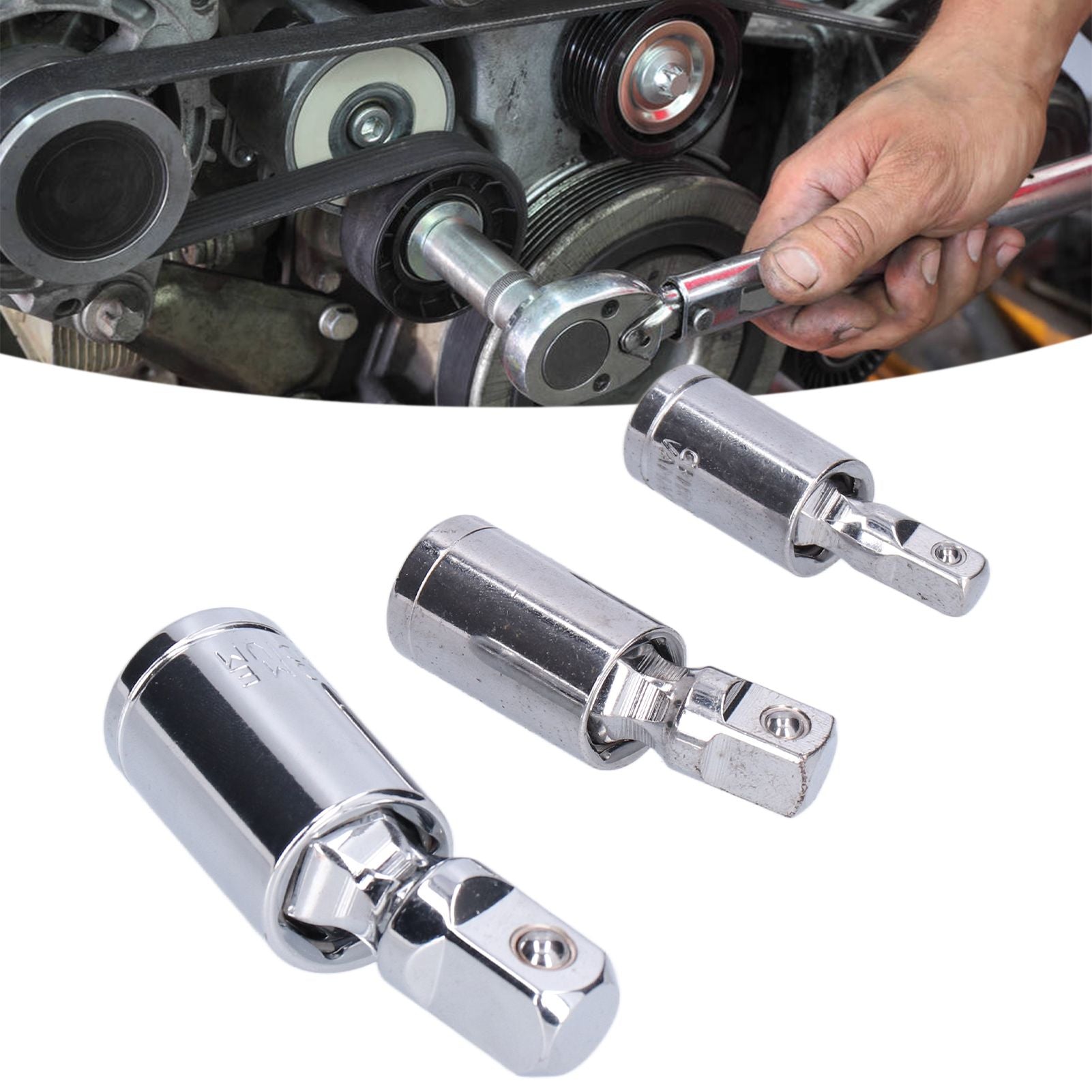 3pcs Universal Joint Socket Adapter 1/2 3/8 1/4 Chrome Vanadium Steel Conversion Tool for Ratchet Wrench V1294-YM0523-3114210132711