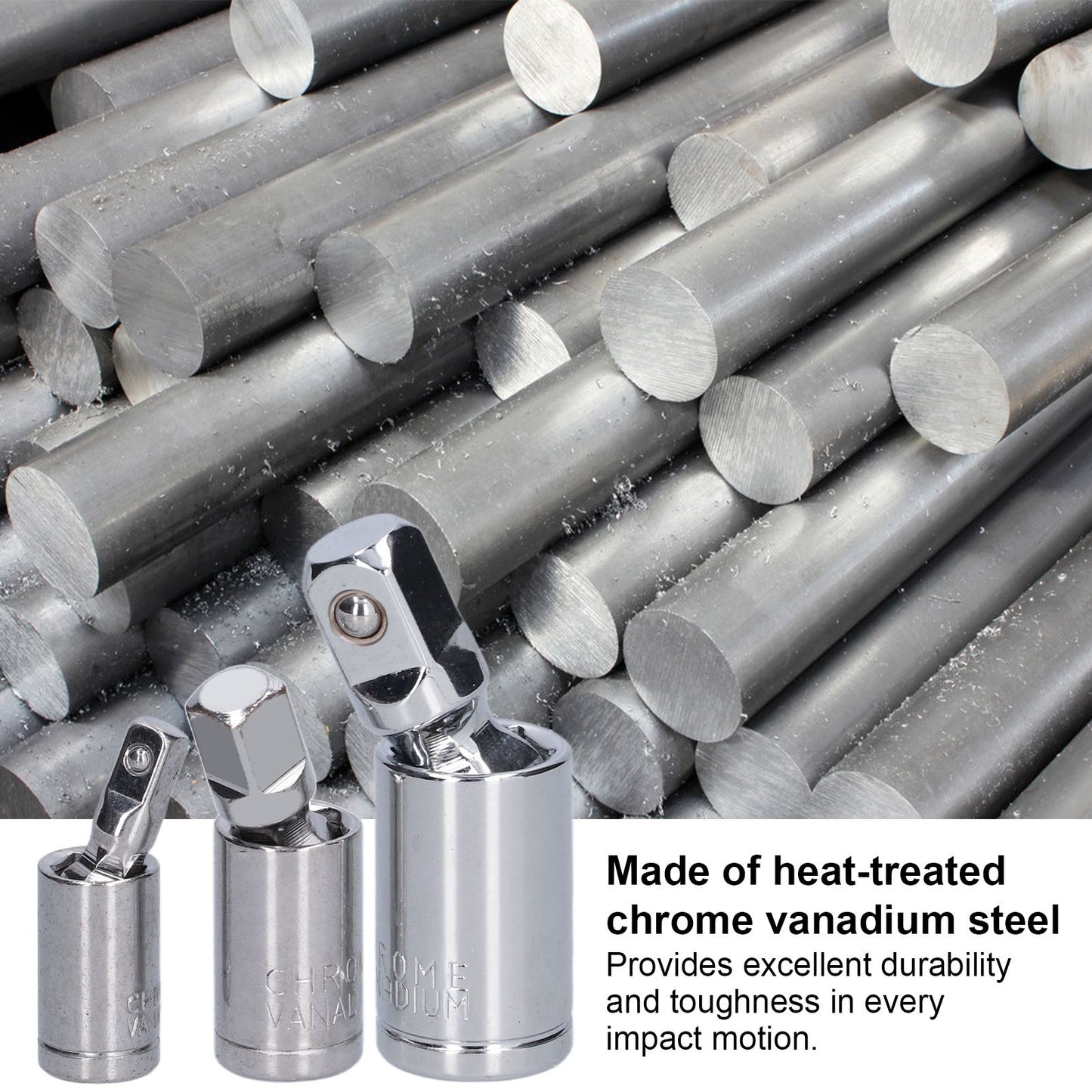 3pcs Universal Joint Socket Adapter 1/2 3/8 1/4 Chrome Vanadium Steel Conversion Tool for Ratchet Wrench V1294-YM0523-3114210132711