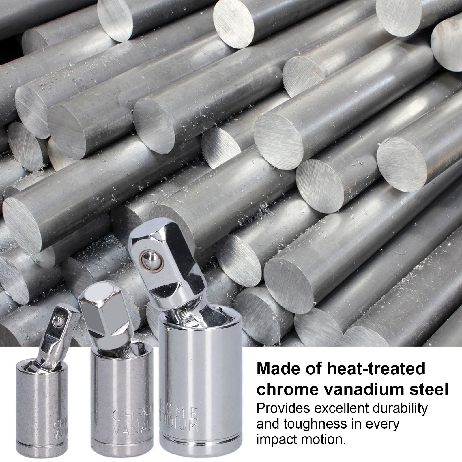 3pcs Universal Joint Socket Adapter 1/2 3/8 1/4 Chrome Vanadium Steel Conversion Tool for Ratchet Wrench V1294-YM0523-3114210132711