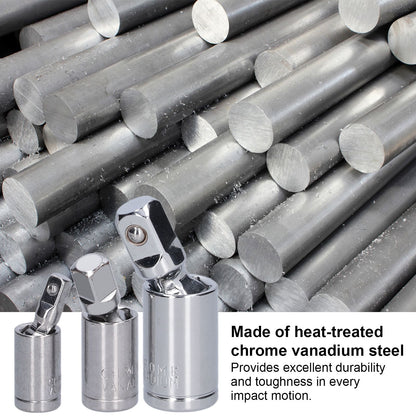 3pcs Universal Joint Socket Adapter 1/2 3/8 1/4 Chrome Vanadium Steel Conversion Tool for Ratchet Wrench V1294-YM0523-3114210132711