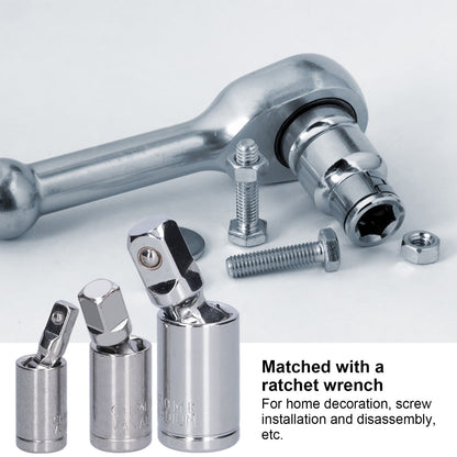 3pcs Universal Joint Socket Adapter 1/2 3/8 1/4 Chrome Vanadium Steel Conversion Tool for Ratchet Wrench V1294-YM0523-3114210132711