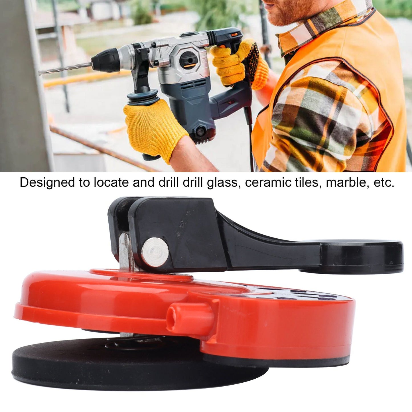 2Pcs Hole Saw Guide Adjustable Multifunctional Easy Operation Premium ABS Rubber Tile Glass Hole Saw Bit Guide V1294-YM0523-3114210133011