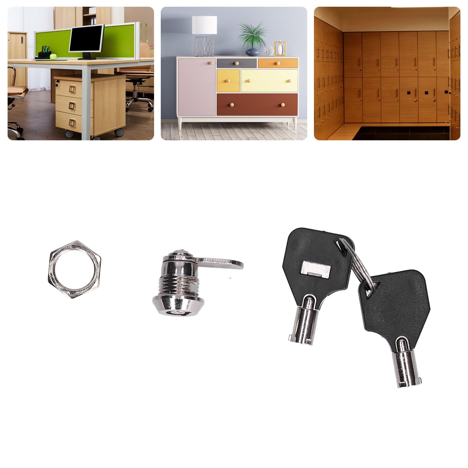 File Cabinet Locks Furniture Cam Locks Security Lock with Keys for Vending Machines Computers Closet Doors V1294-YM0523-3114210133711