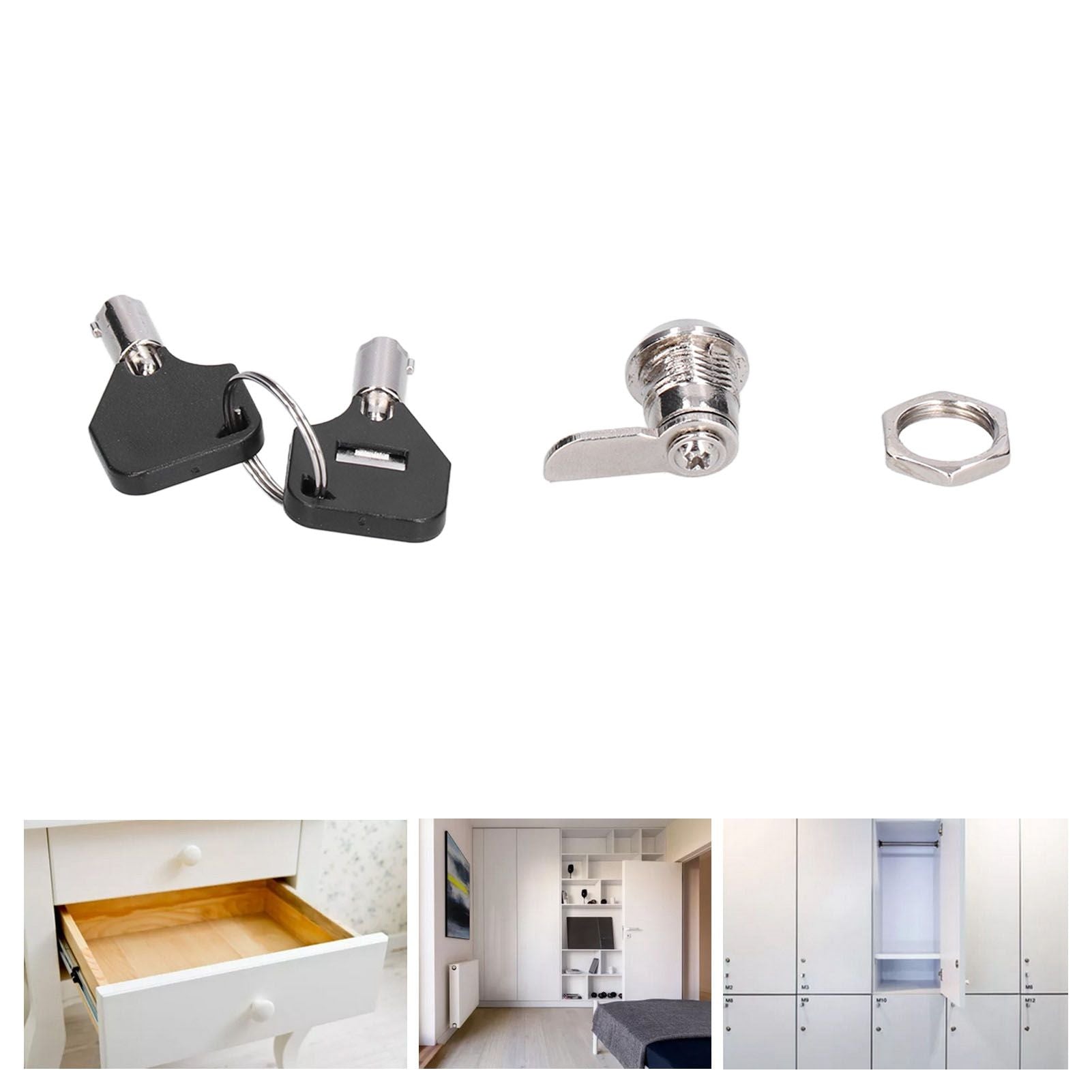 File Cabinet Locks Furniture Cam Locks Security Lock with Keys for Vending Machines Computers Closet Doors V1294-YM0523-3114210133711
