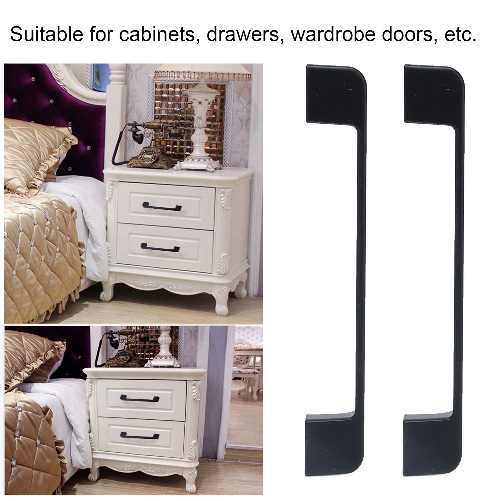 2pcs Cabinet Pulls Black Zinc Alloy Kitchen Drawer Handles with Screws for Drawer Wardrobe Cupboard Door V1294-YM0523-3114210134111