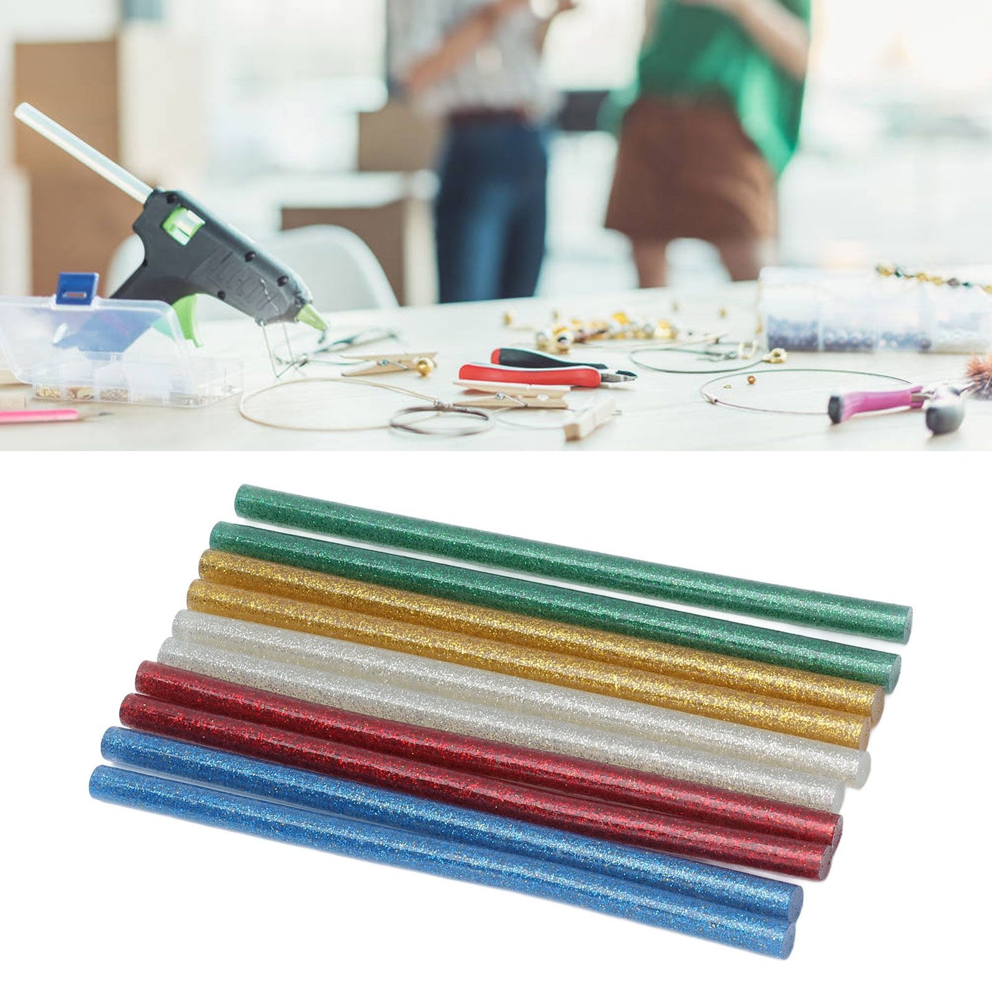 50pcs Full Colour Hot Glue Stick Easy Operation Fast Adhesion Clear Hot Glue Stick 7x140mm V1294-YM0523-3114210134811