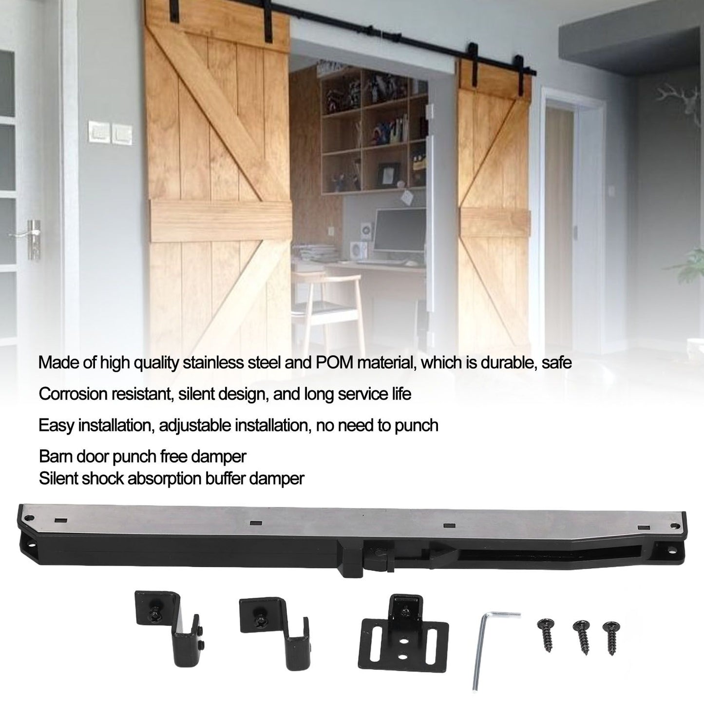 Soft Close Mechanism Door Damper Sliding Barn Door Damper Stainless Steel Cabinet Buffer Damper V1294-YM0523-3114210136511