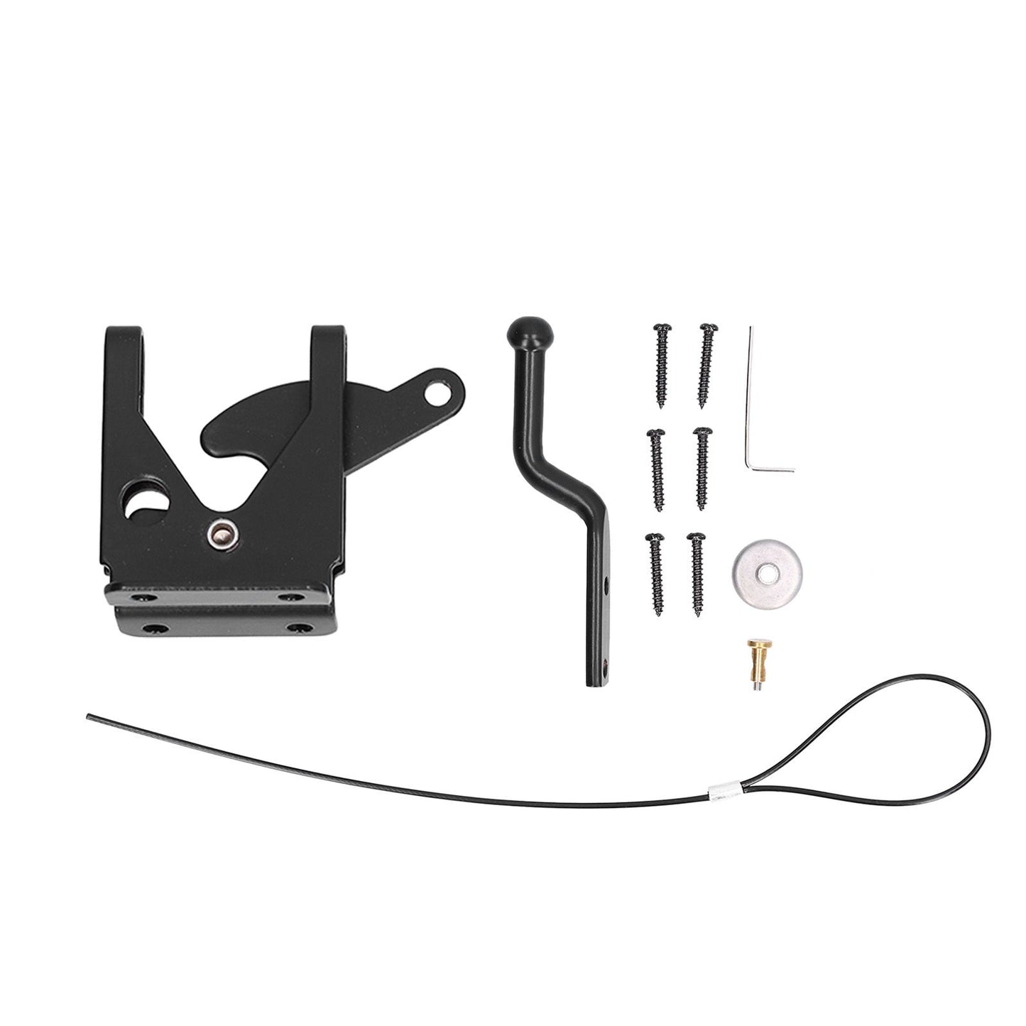 Iron Fence Lock Self Locking Gate Latch Hardware with Adjustable Cable for Garden Backyard Courtyard V1294-YM0523-3114210136711